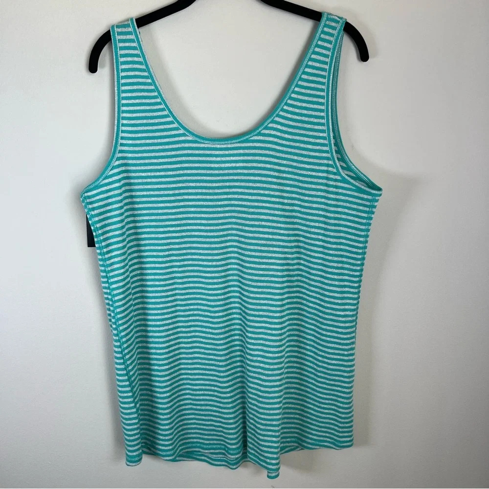 Lane Bryant Striped Metallic Tank Top Shirt Teal Silver Ribbed Stretch NEW 22/24 - Picture 7 of 8